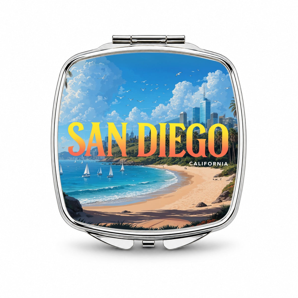San Diego California Travel Small Travel Purse Handbag Pocket Makeup Compact Mirror