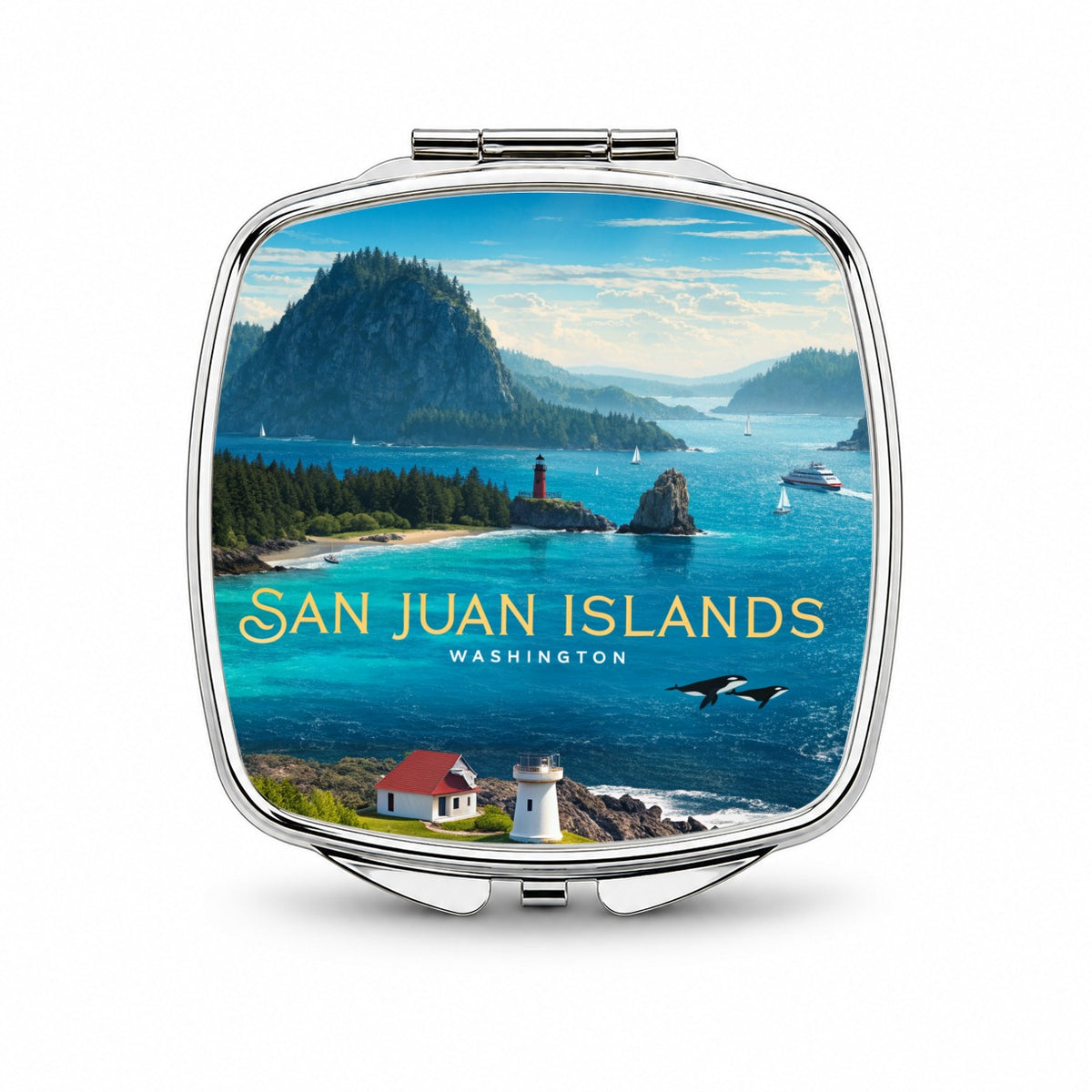 San Juan Islands Washington Travel Small Travel Purse Handbag Pocket Makeup Compact Mirror