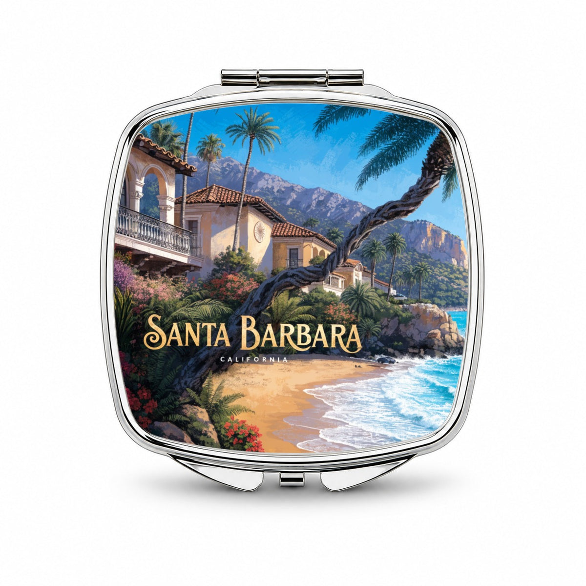 Santa Barbara California Travel Small Travel Purse Handbag Pocket Makeup Compact Mirror
