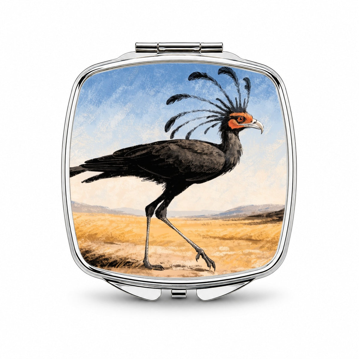 Secretary Bird Savanna Small Travel Purse Handbag Pocket Makeup Compact Mirror