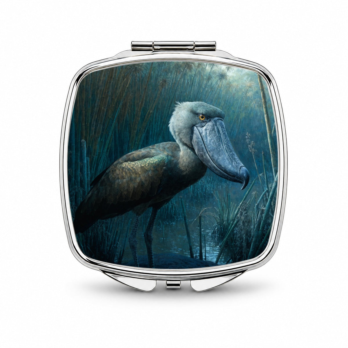 Shoebill Whale Headed Stork Wetlands Small Travel Purse Handbag Pocket Makeup Compact Mirror