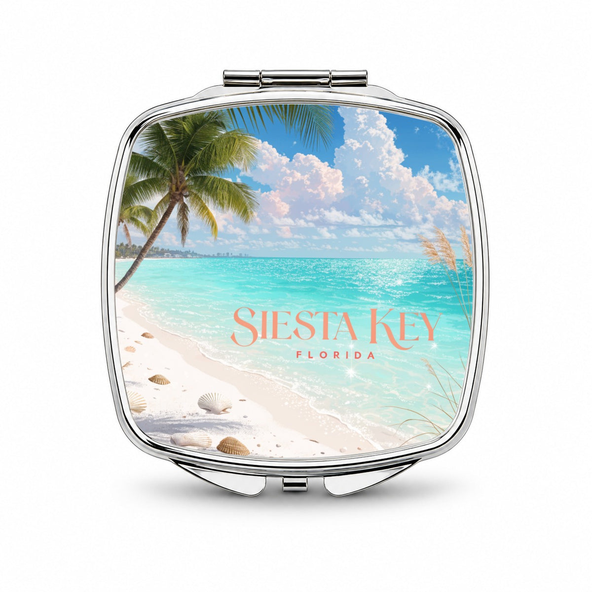 Siesta Key Florida Travel Small Travel Purse Handbag Pocket Makeup Compact Mirror