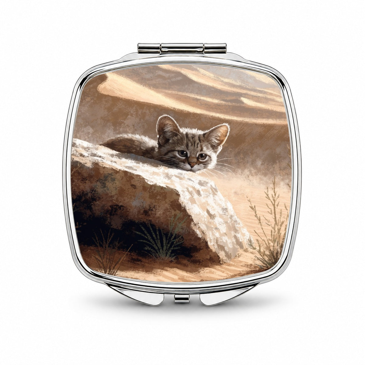 Small Sand Cat Small Travel Purse Handbag Pocket Makeup Compact Mirror