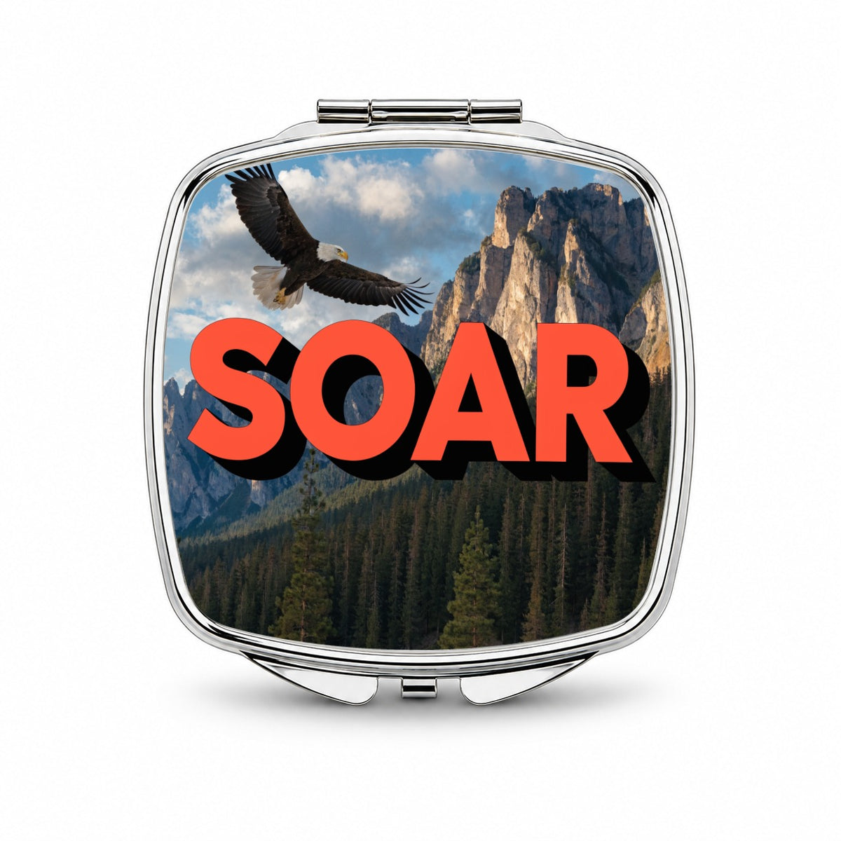 Soar Inspirational Bald Eagle Mountain Small Travel Purse Handbag Pocket Makeup Compact Mirror