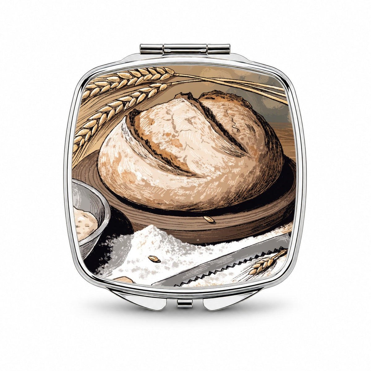 Sourdough Bread Baking Small Travel Purse Handbag Pocket Makeup Compact Mirror