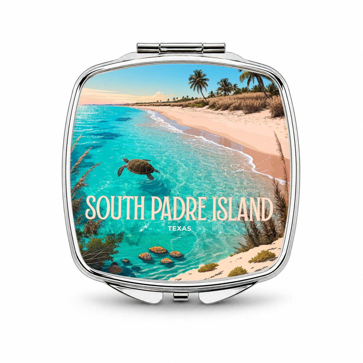 South Padre Island Texas Travel Small Travel Purse Handbag Pocket Makeup Compact Mirror