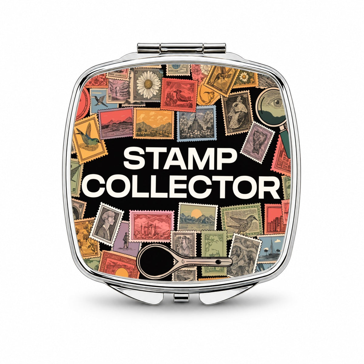 Stamp Collecting Small Travel Purse Handbag Pocket Makeup Compact Mirror