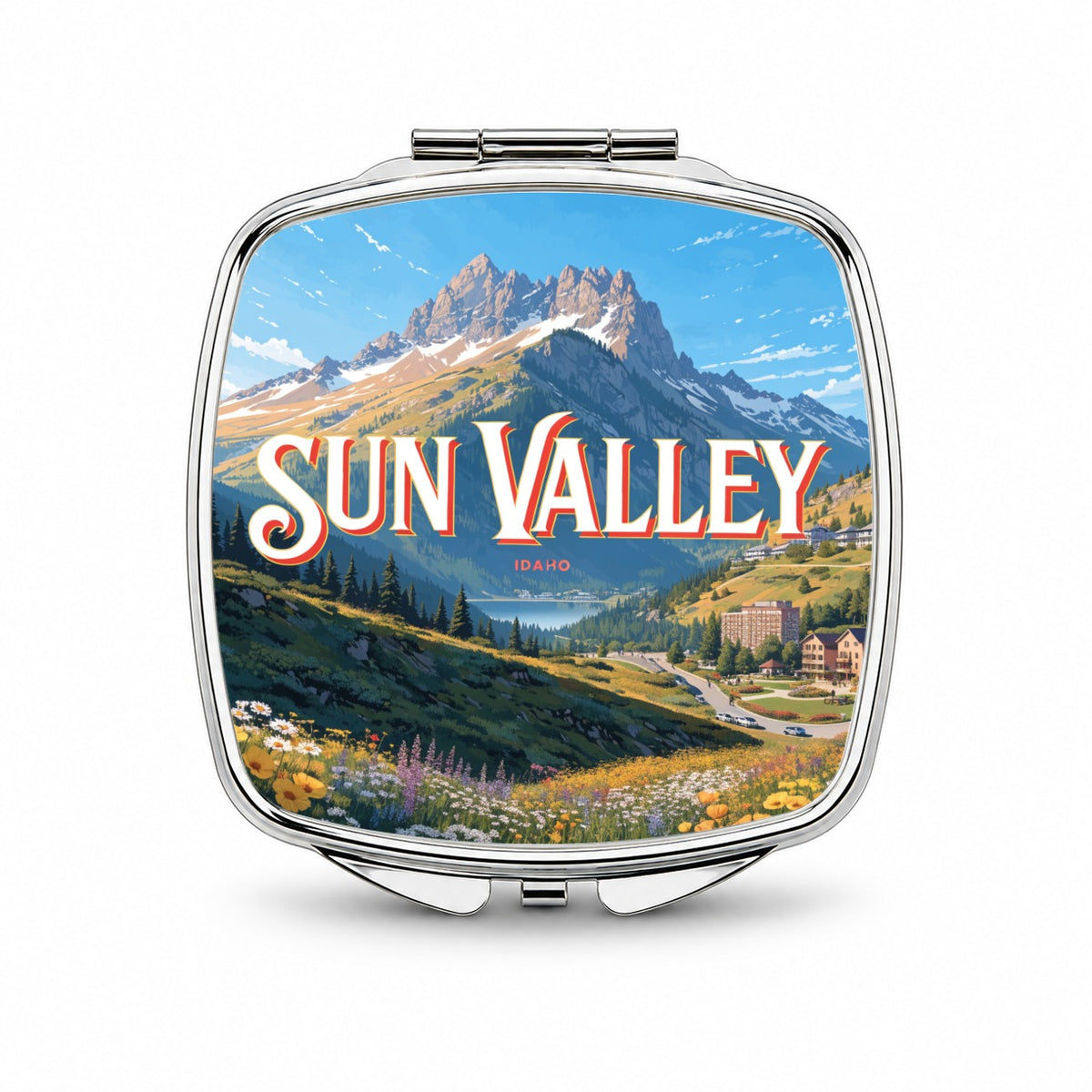 Sun Valley Idaho Travel Small Travel Purse Handbag Pocket Makeup Compact Mirror
