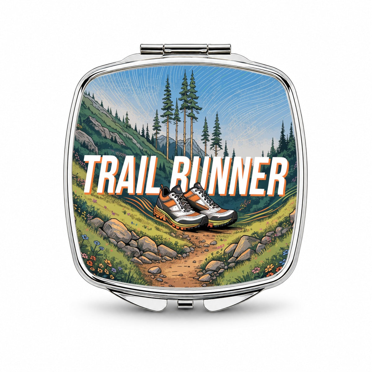 Trail Runner Running Small Travel Purse Handbag Pocket Makeup Compact Mirror