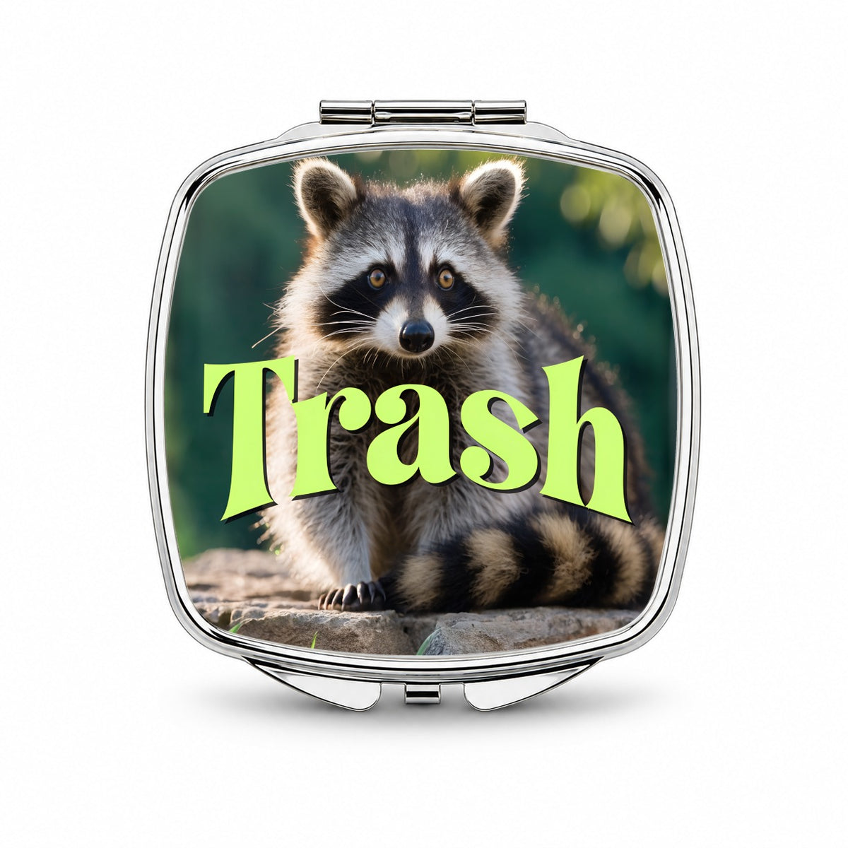 Trash Raccoon Funny Small Travel Purse Handbag Pocket Makeup Compact Mirror