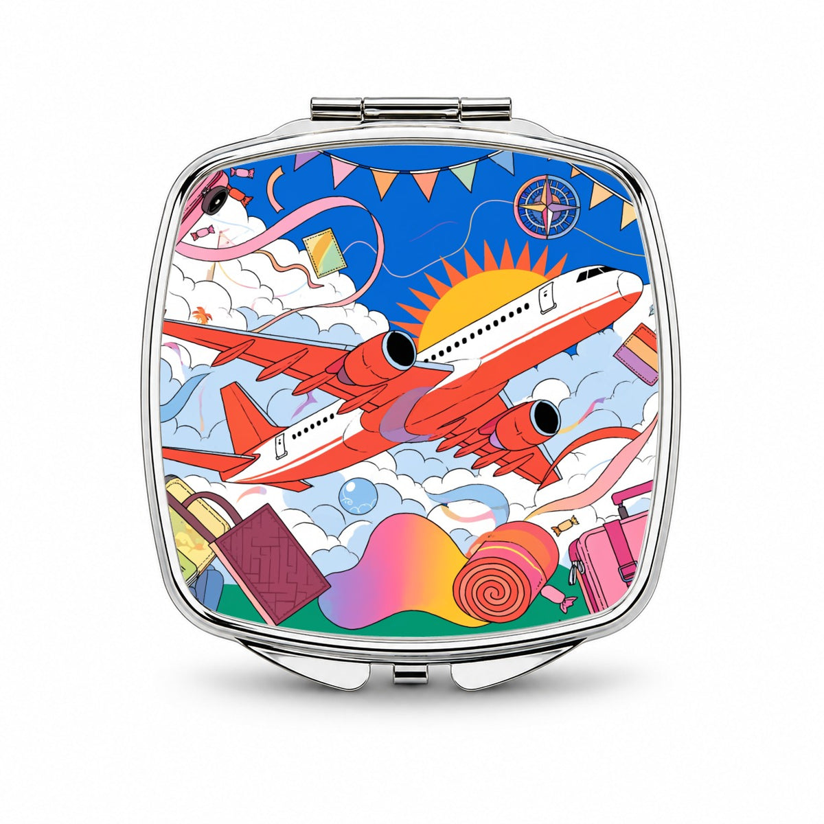 Travel Airplane Flight Attendant Pilot Small Travel Purse Handbag Pocket Makeup Compact Mirror