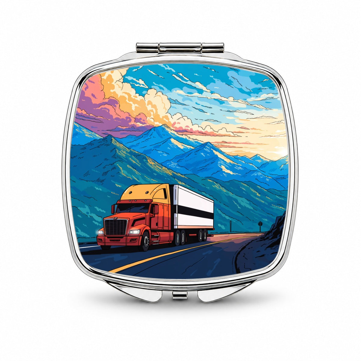 Truck Driver Semi Truck Small Travel Purse Handbag Pocket Makeup Compact Mirror