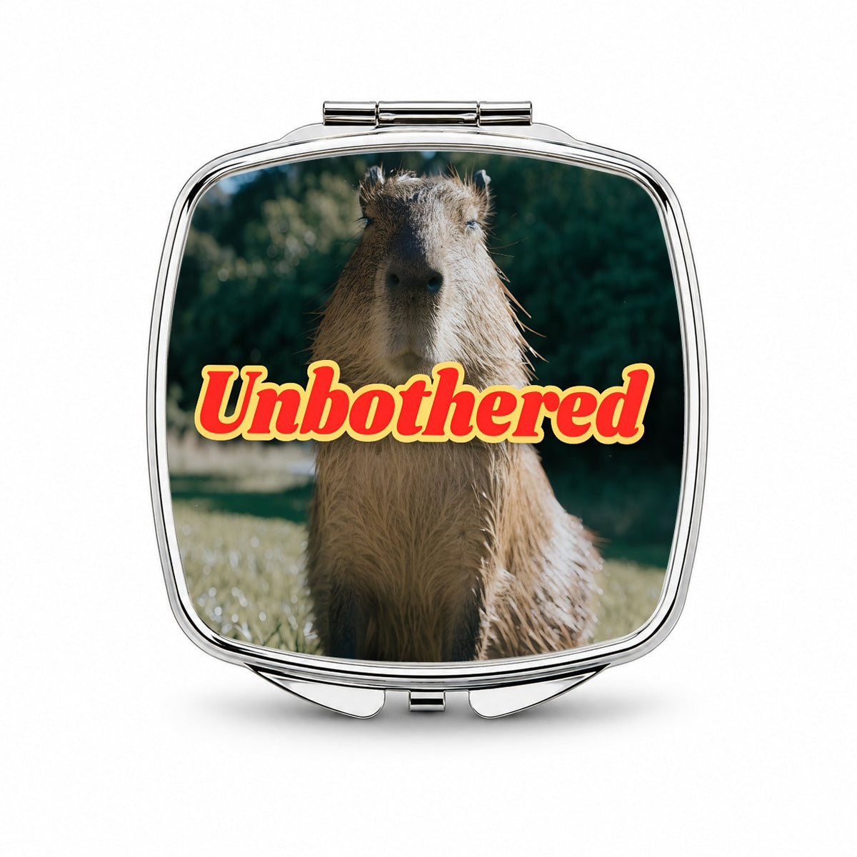 Unbothered Capybara Funny Small Travel Purse Handbag Pocket Makeup Compact Mirror