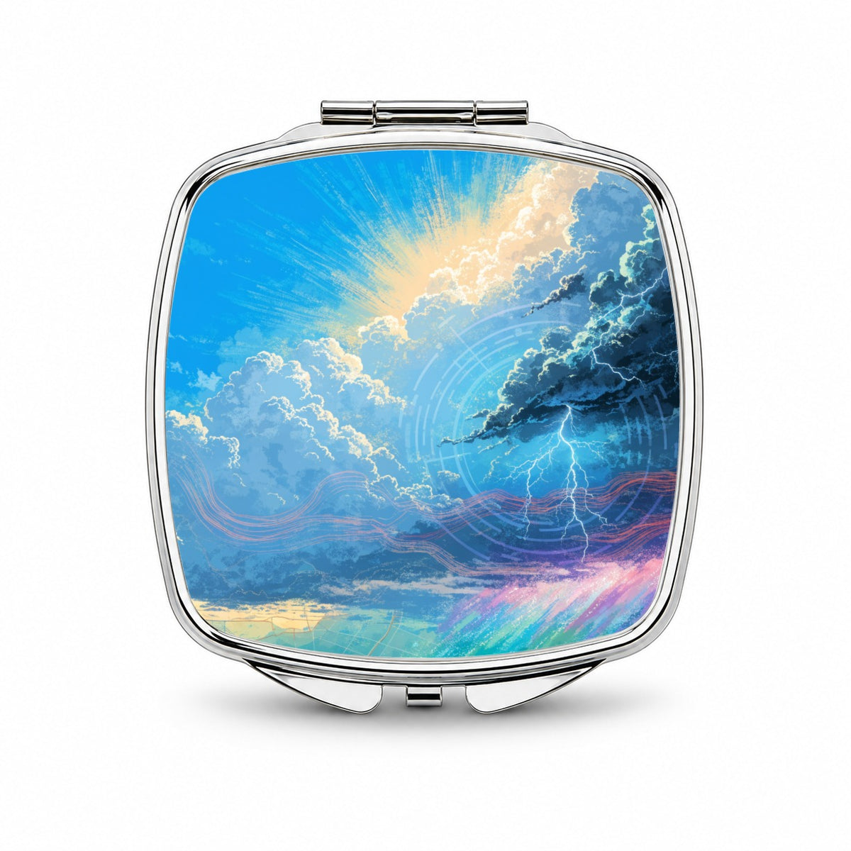 Weather Stormy Sky Lightning Small Travel Purse Handbag Pocket Makeup Compact Mirror