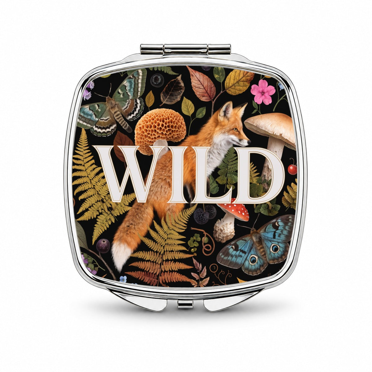 Wild Fox Woodland Wildlife Small Travel Purse Handbag Pocket Makeup Compact Mirror