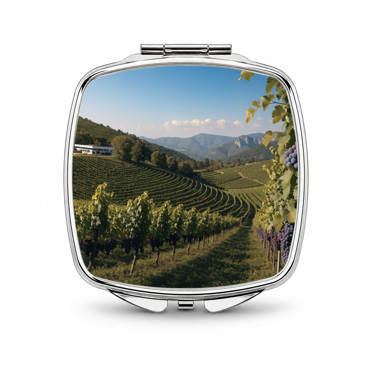 Winery Wine Country Grapes Small Travel Purse Handbag Pocket Makeup Compact Mirror