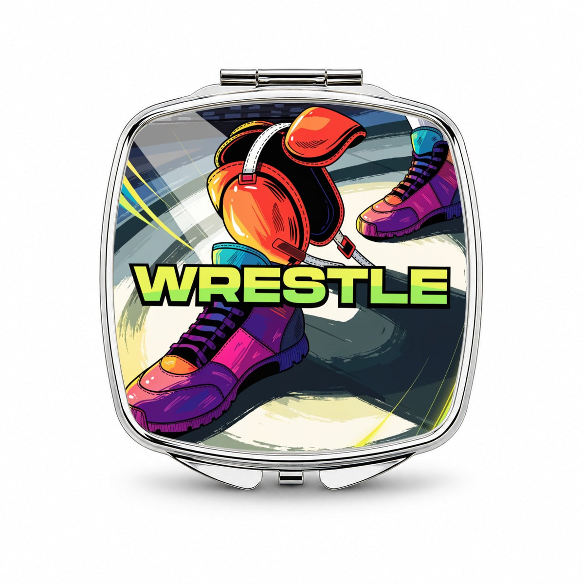 Wrestling Gear Sports Small Travel Purse Handbag Pocket Makeup Compact Mirror