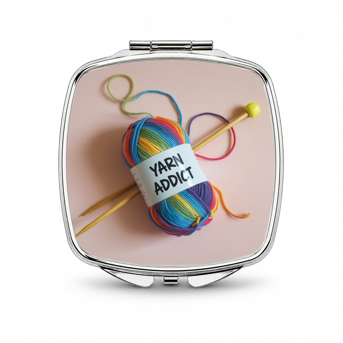 Yarn Addict Knitting Knitter Crochet Small Travel Purse Handbag Pocket Makeup Compact Mirror