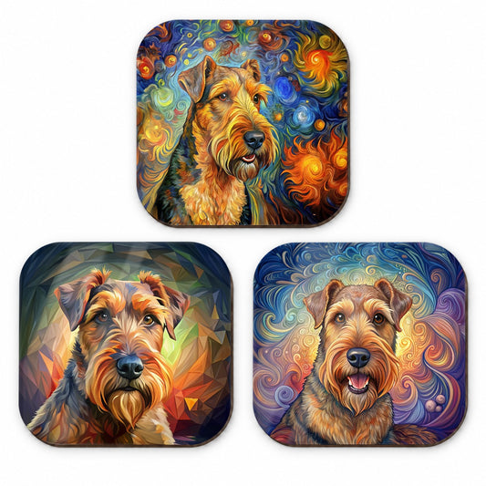 Airedale Terrier Dog Abstract Art Fridge Magnet Set