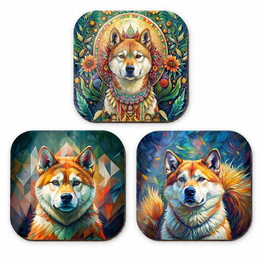 Akita Dog French Art Fridge Magnet Set