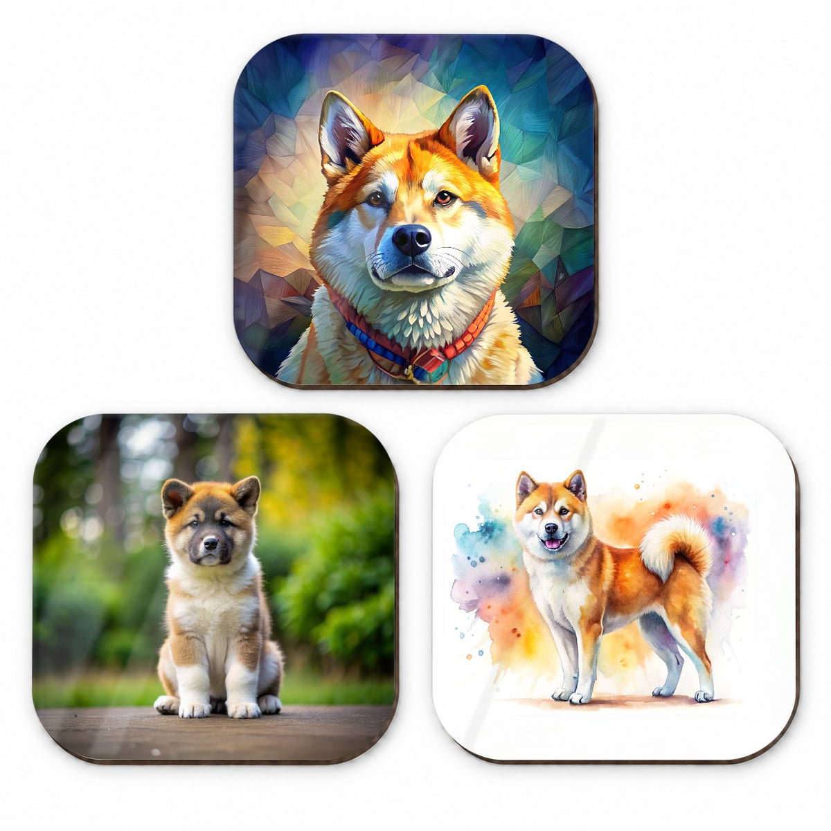 Akita Dog Modern Photo Art Fridge Magnet Set