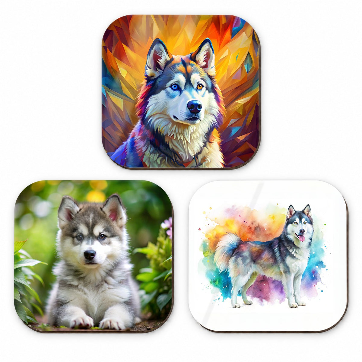 Alaskan Malamute Dog Modern Photo Art Fridge Magnet Set
