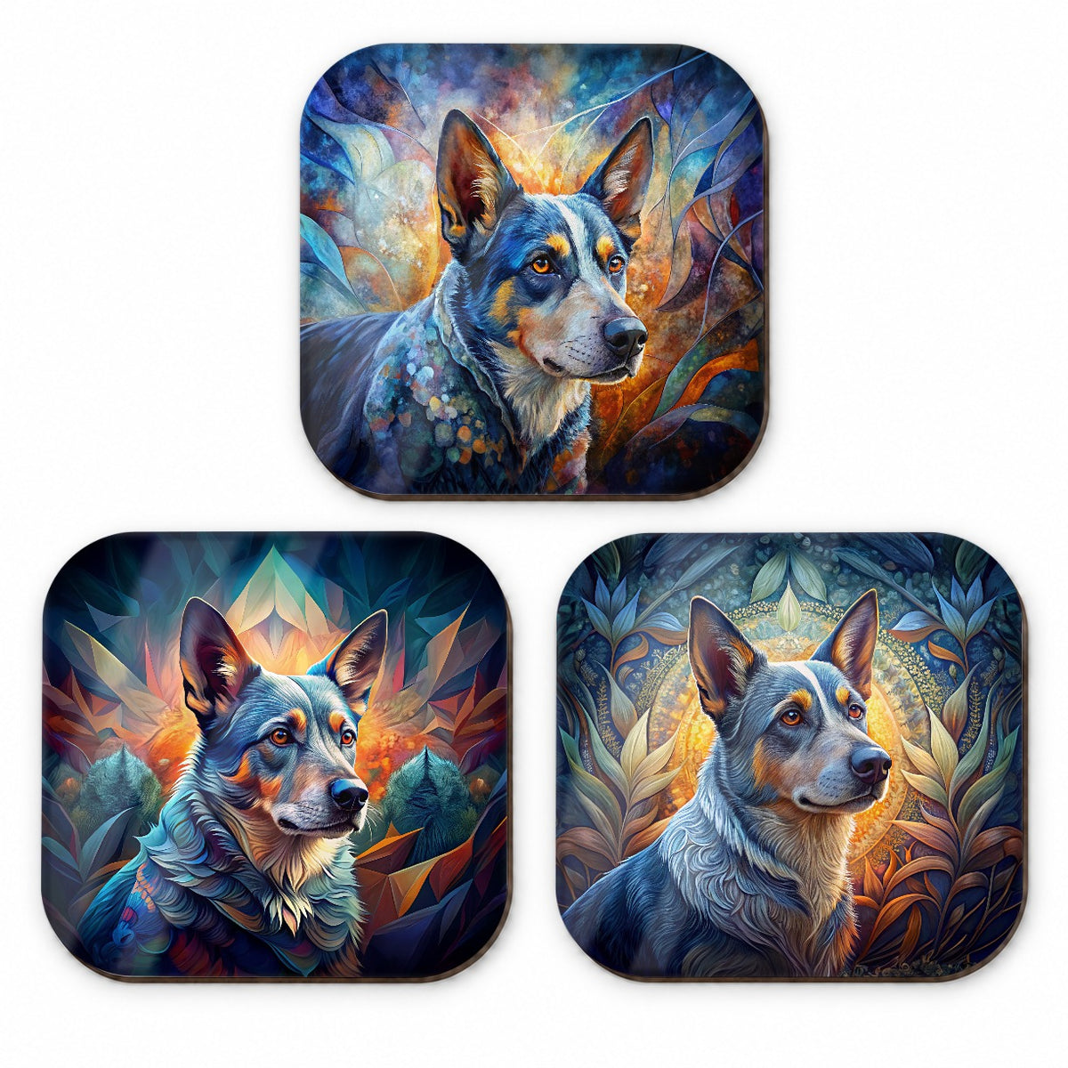 Australian Cattle Dog Abstract Art Fridge Magnet Set