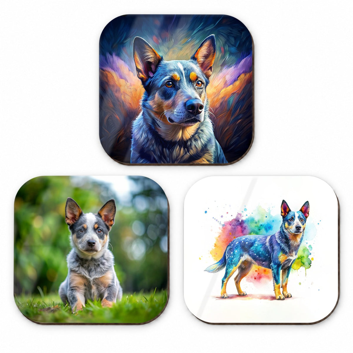Australian Cattle Dog Modern Photo Art Fridge Magnet Set