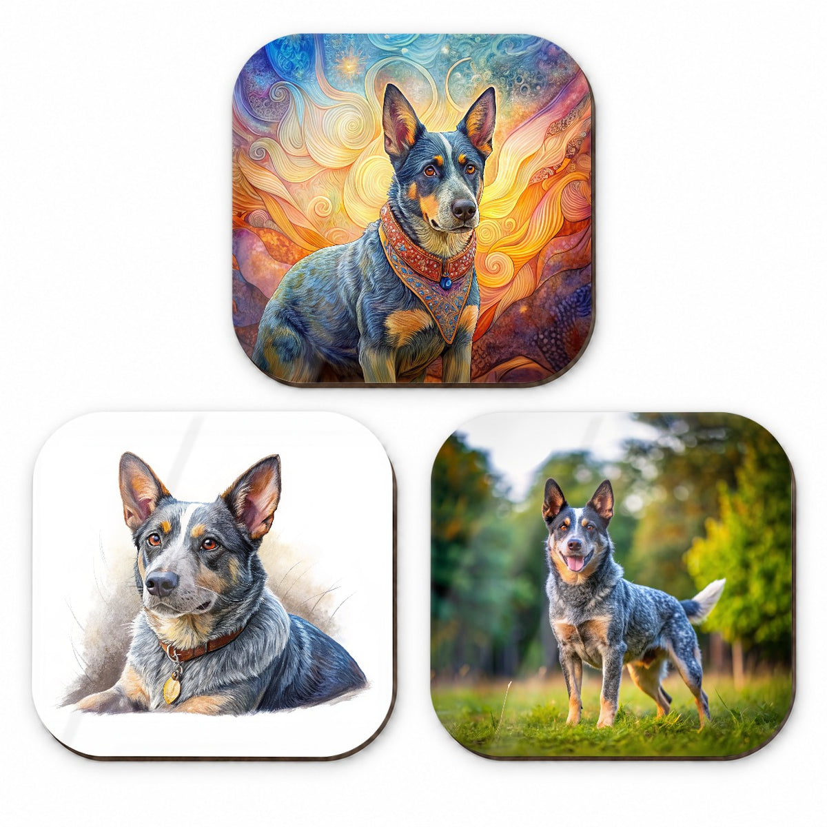 Australian Cattle Dog Photo Illustration Fridge Magnet Set