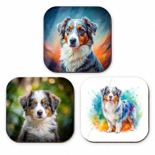 Australian Shepherd Dog Modern Photo Art Fridge Magnet Set
