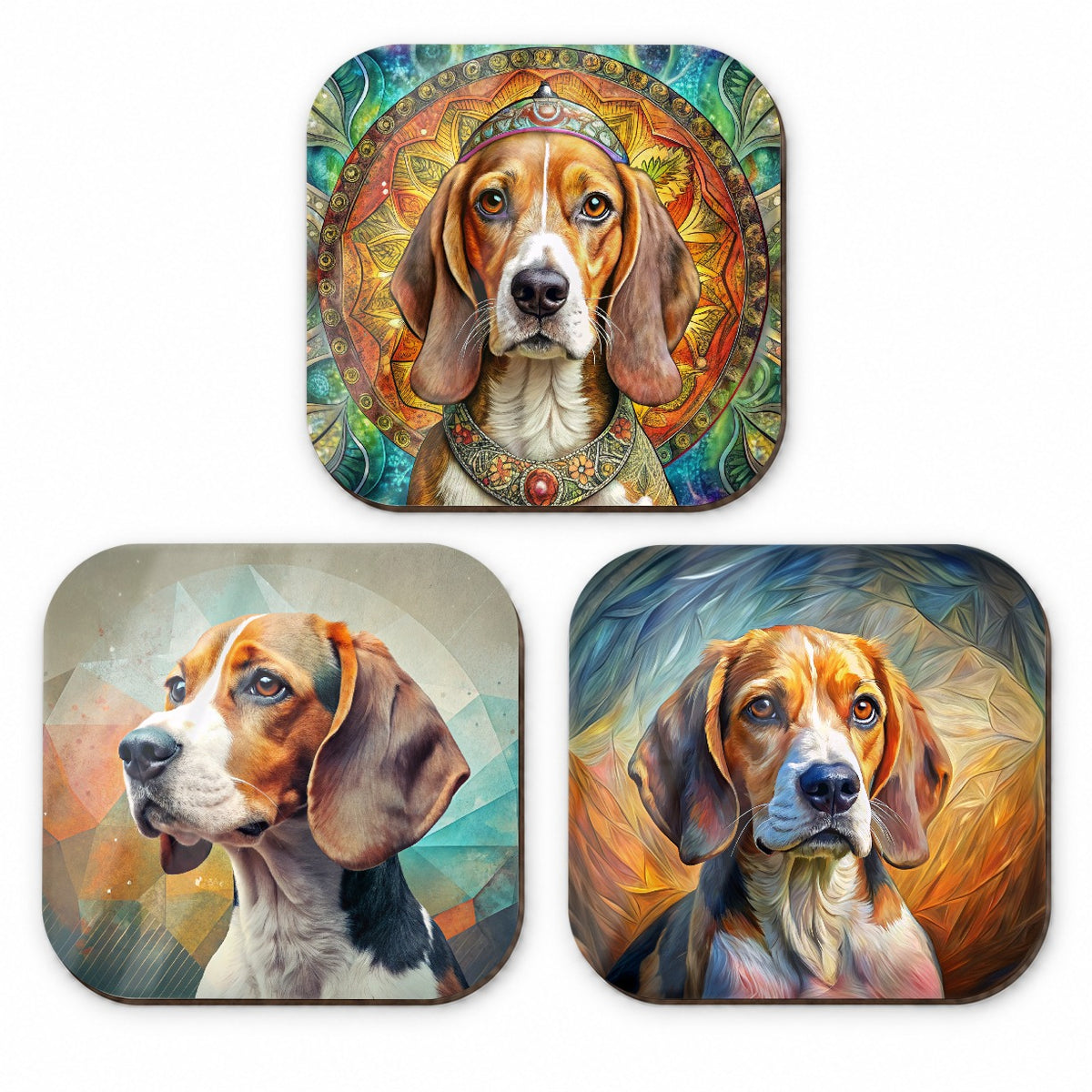 Beagle Dog French Art Fridge Magnet Set