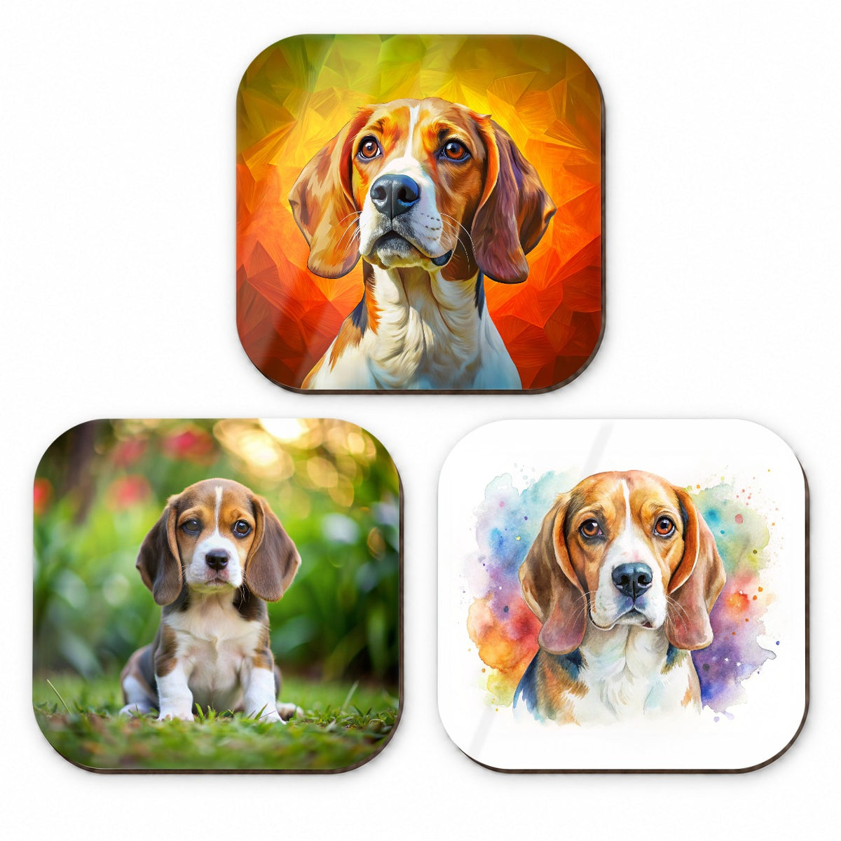 Beagle Dog Modern Photo Art Fridge Magnet Set