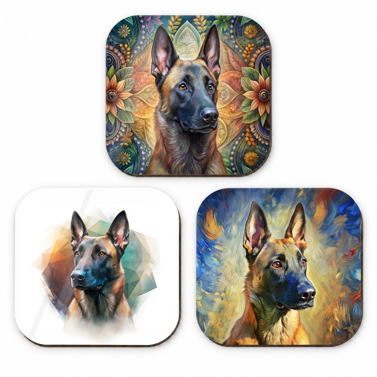 Belgian Malinois Dog French Art Fridge Magnet Set