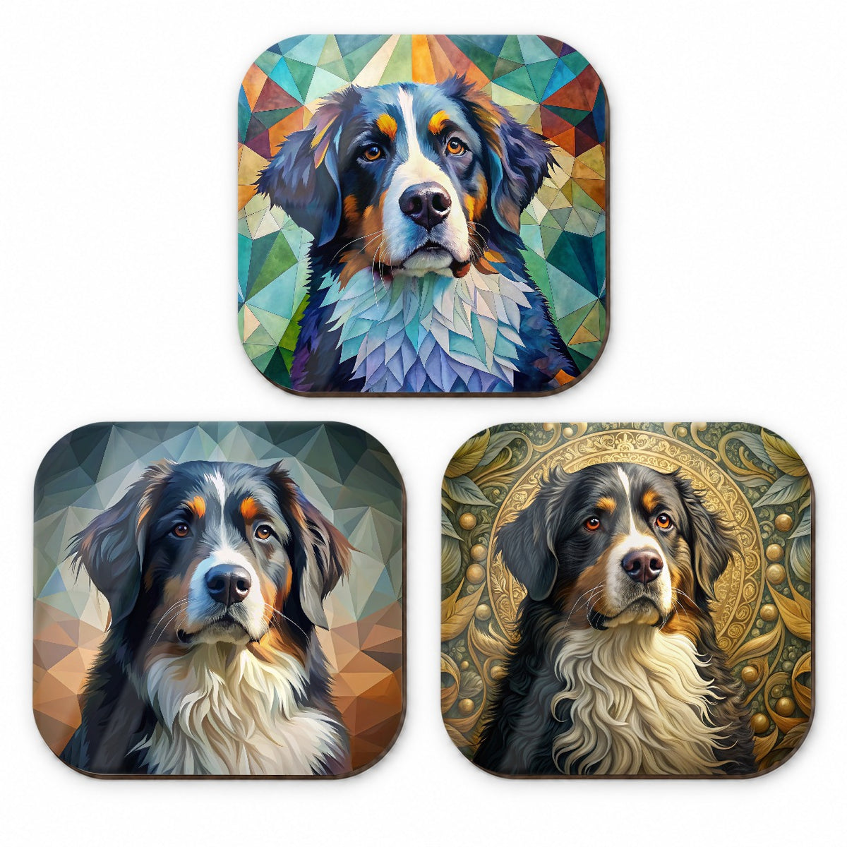 Bernese Mountain Dog Abstract Art Fridge Magnet Set