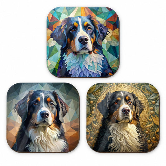 Bernese Mountain Dog Abstract Art Fridge Magnet Set