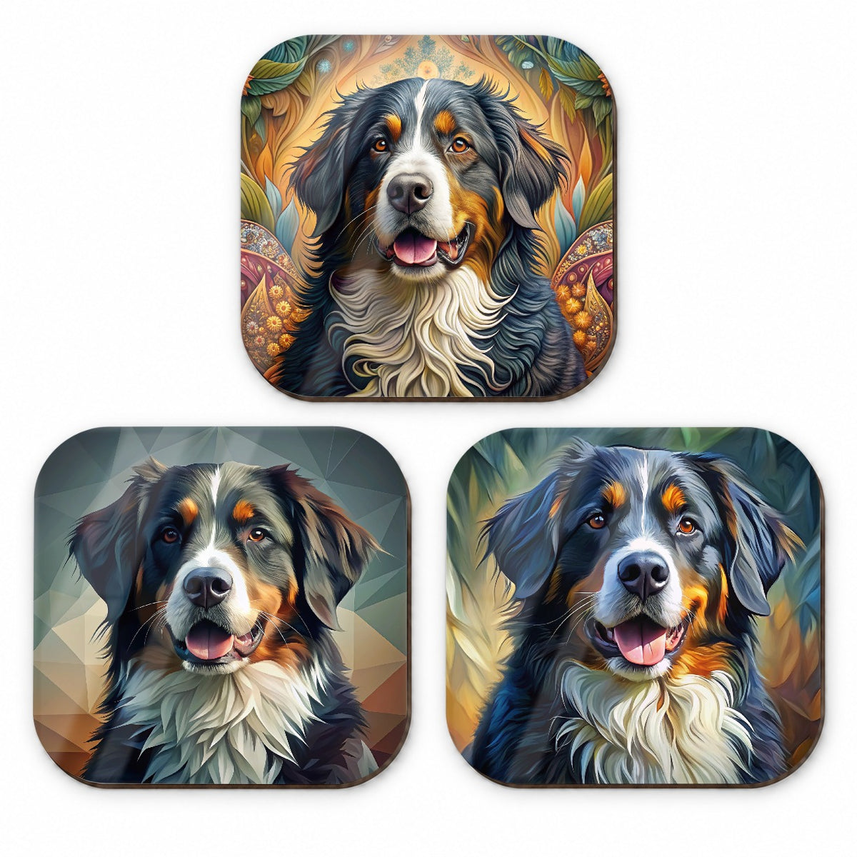 Bernese Mountain Dog French Art Fridge Magnet Set