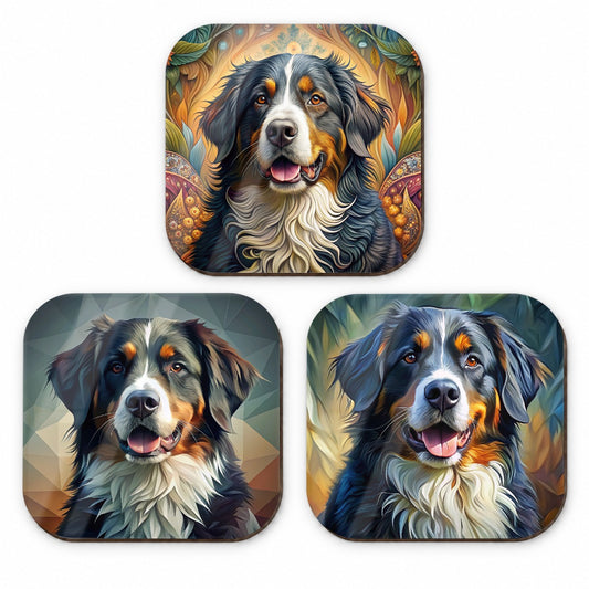 Bernese Mountain Dog French Art Fridge Magnet Set