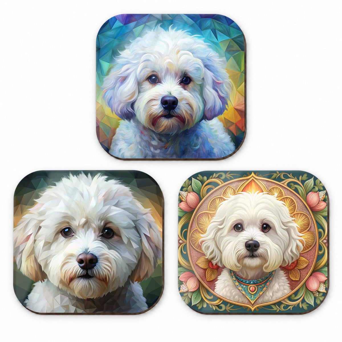 Bichon Frise Dog Abstract Art Fridge Magnet Set
