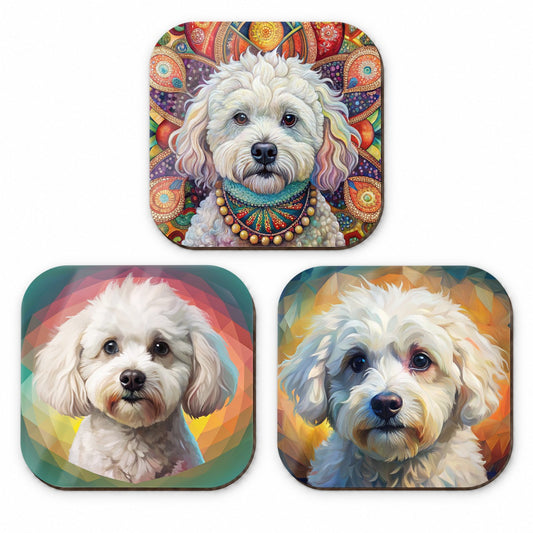 Bichon Frise Dog French Art Fridge Magnet Set