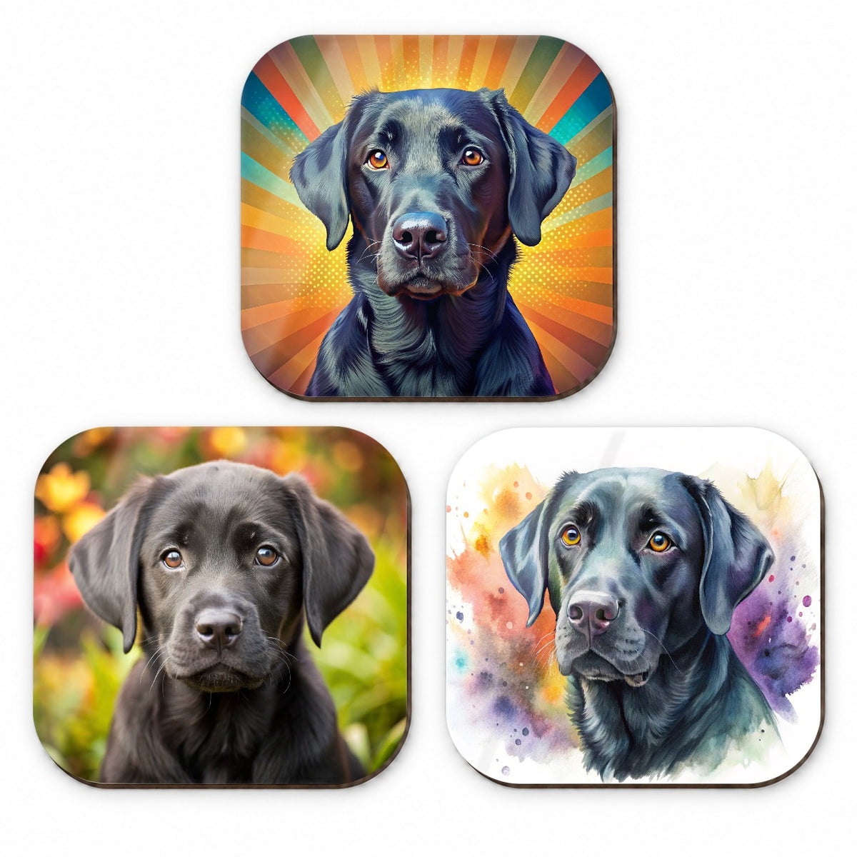 Black Labrador Retriever Dog Modern Photo Art Fridge Magnet Set
