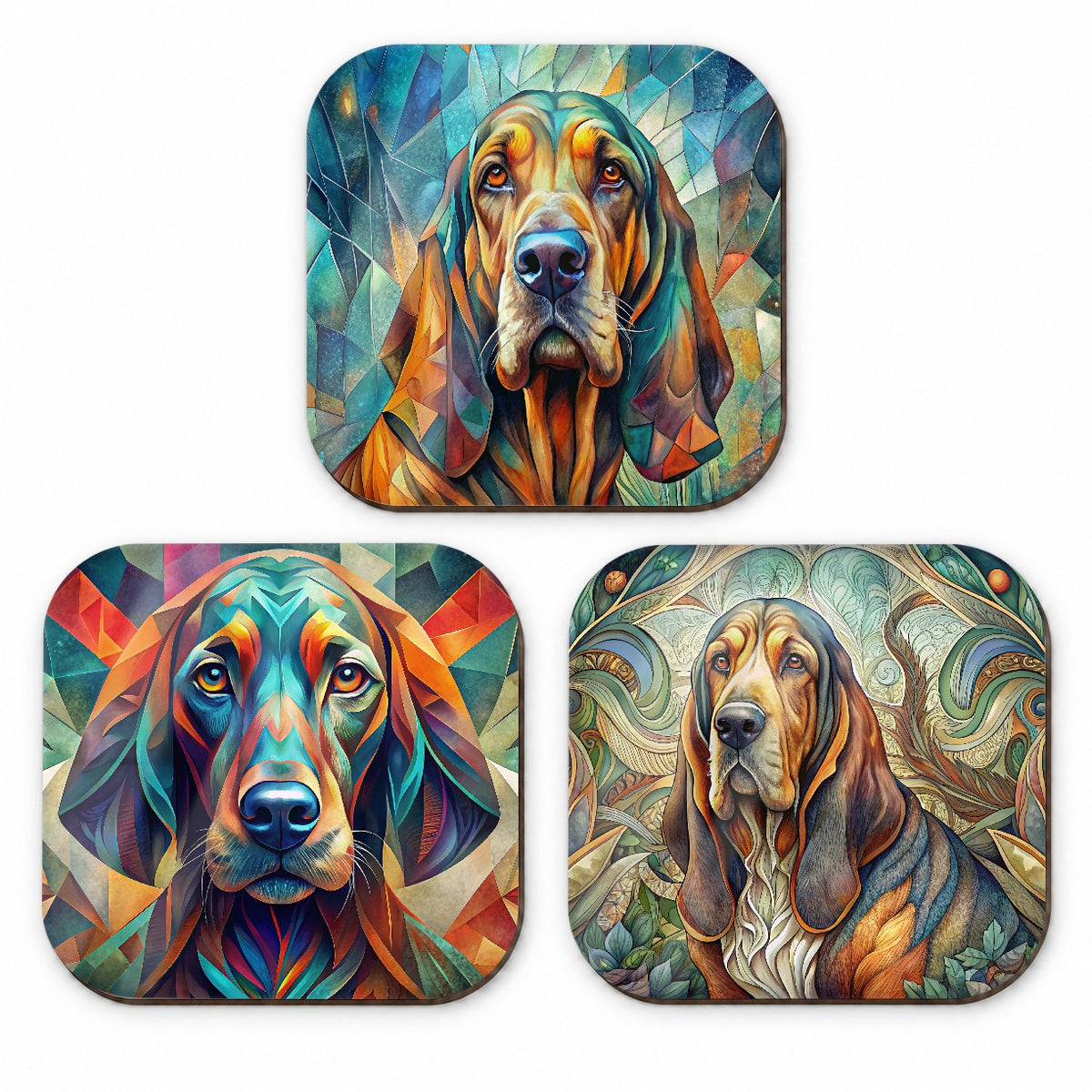 Bloodhound Dog Abstract Art Fridge Magnet Set
