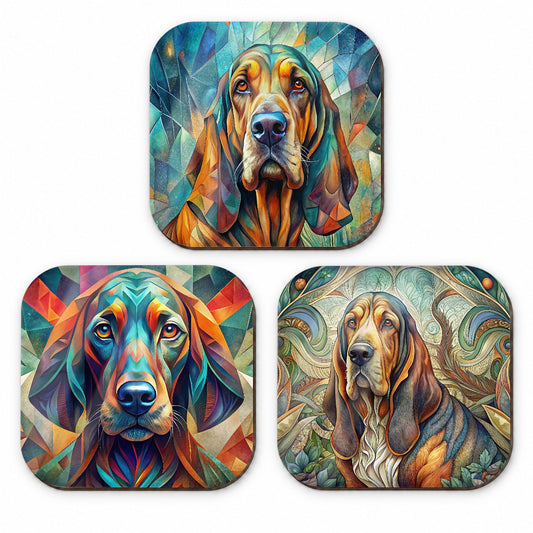 Bloodhound Dog Abstract Art Fridge Magnet Set