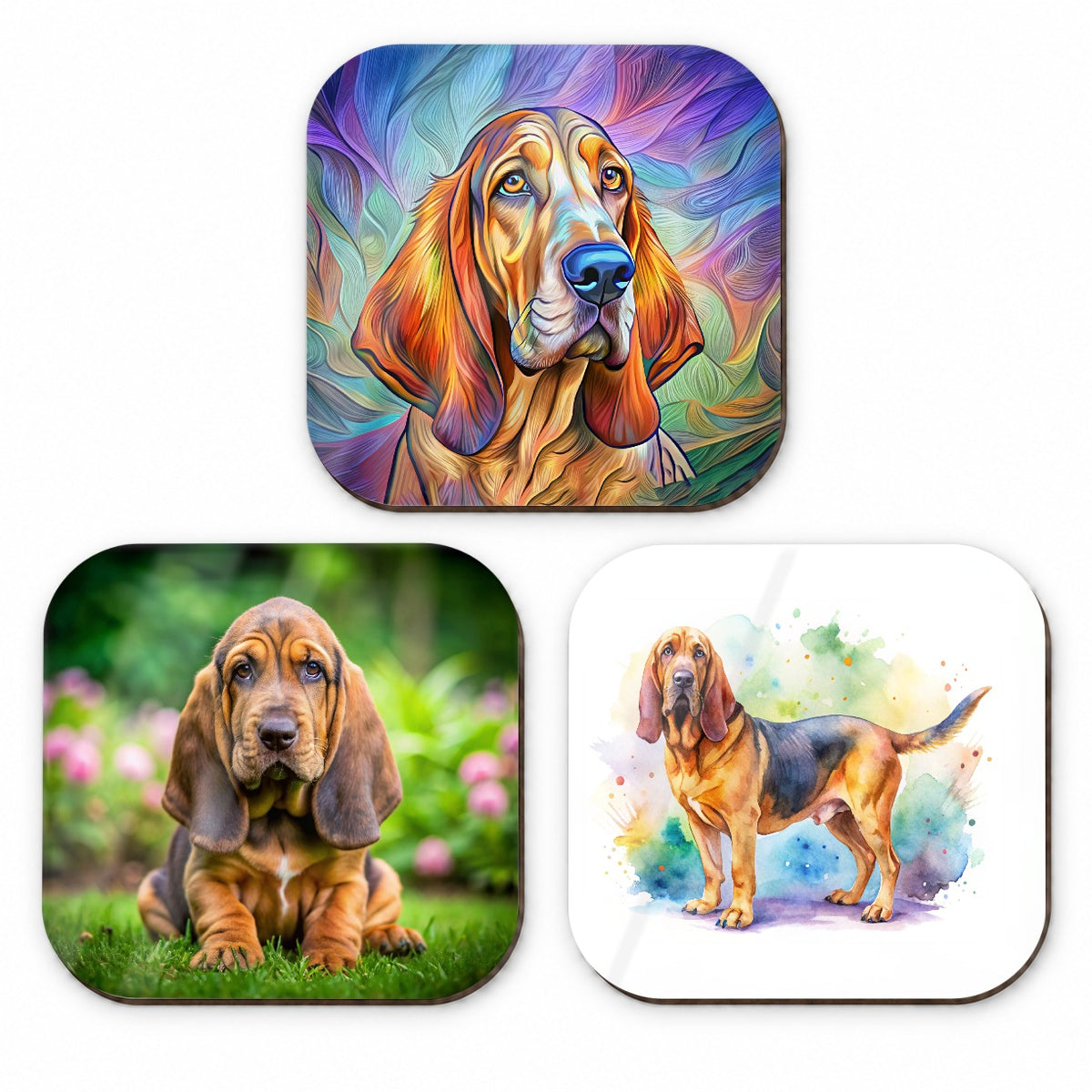 Bloodhound Dog Modern Photo Art Fridge Magnet Set