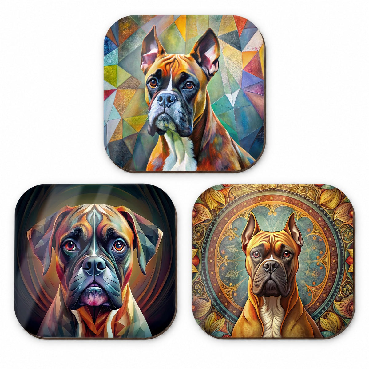 Boxer Dog Abstract Art Fridge Magnet Set