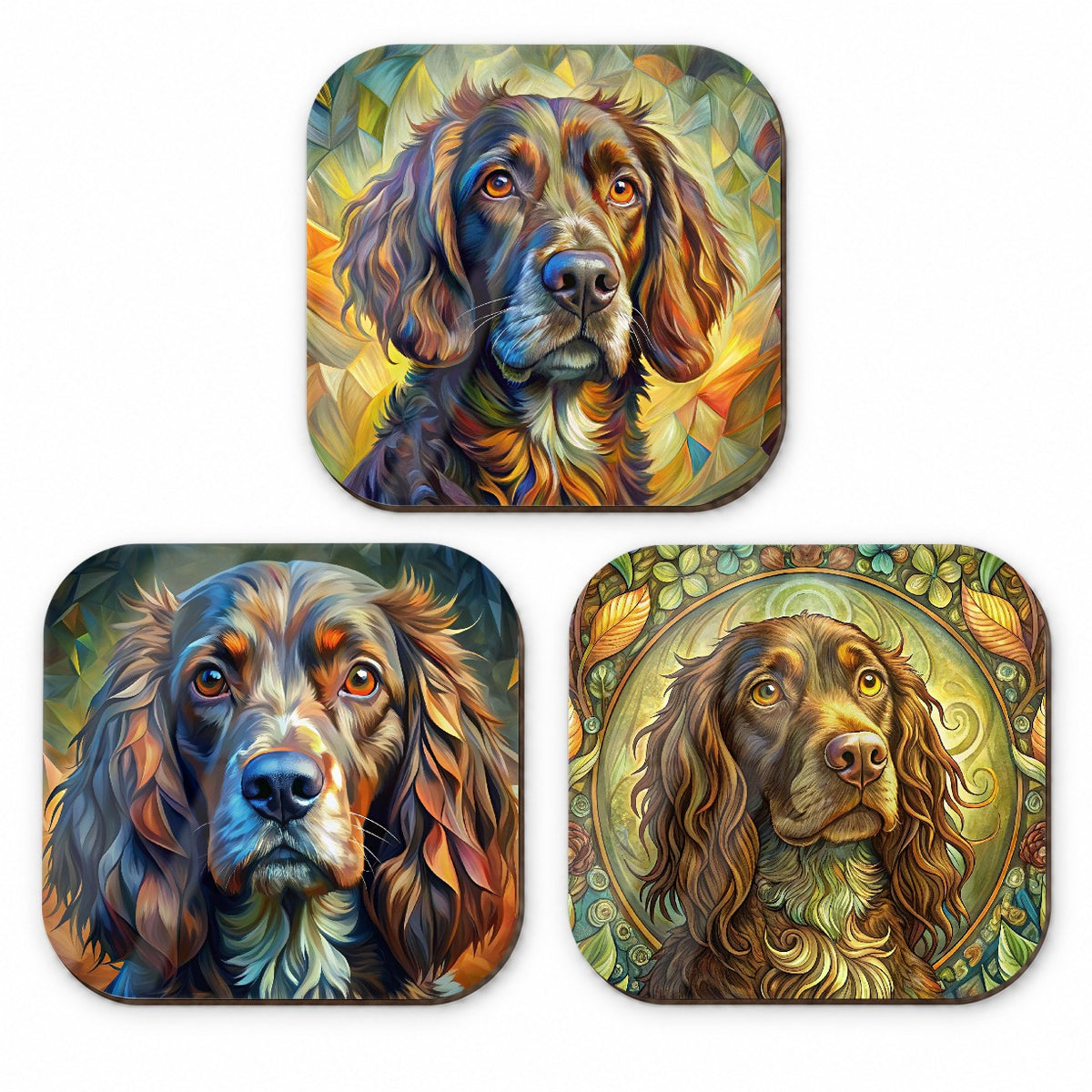 Boykin Spaniel Dog Abstract Art Fridge Magnet Set