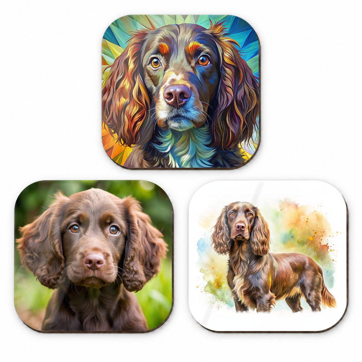 Boykin Spaniel Dog Modern Photo Art Fridge Magnet Set