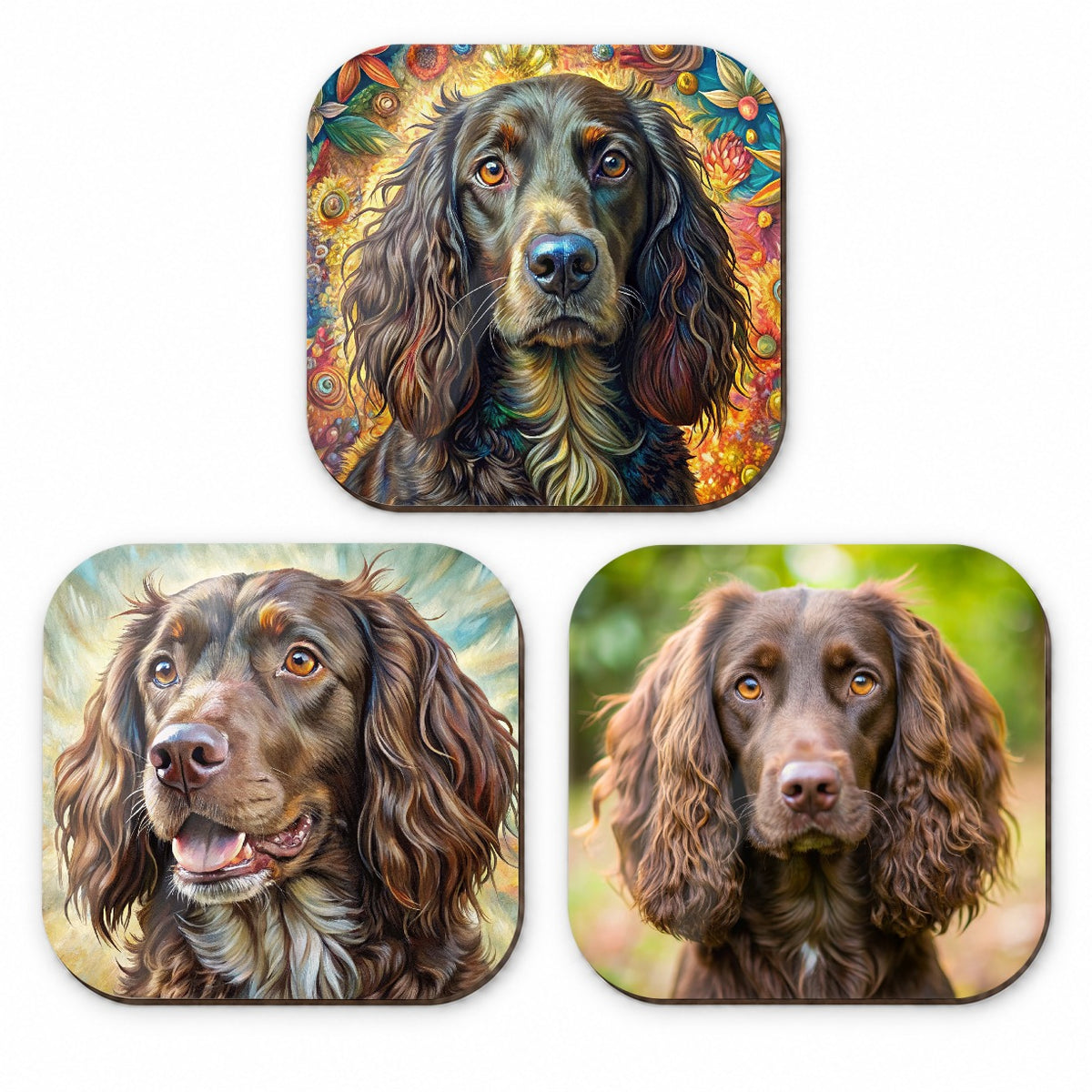 Boykin Spaniel Dog Photo Illustration Fridge Magnet Set