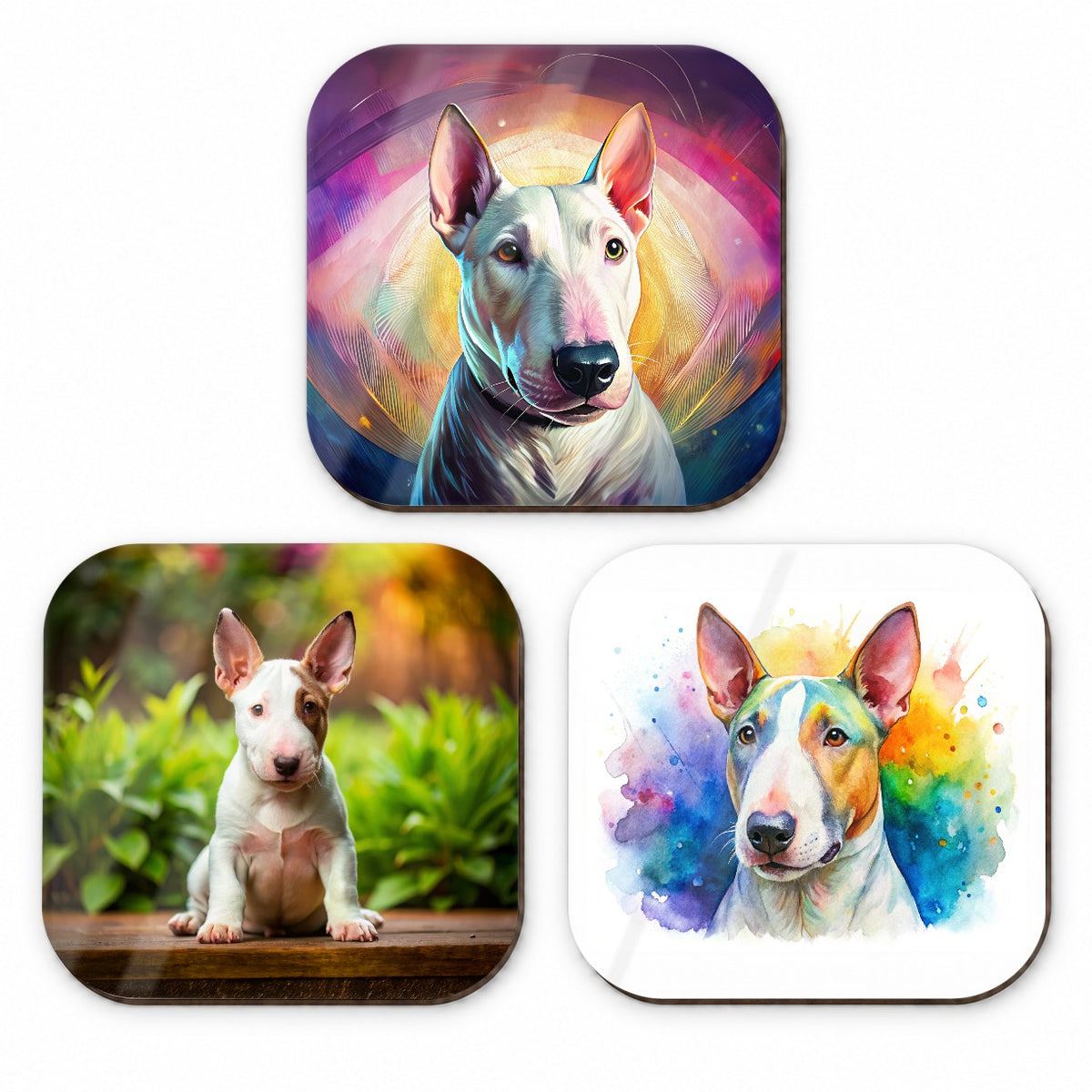 Bull Terrier Dog Modern Photo Art Fridge Magnet Set
