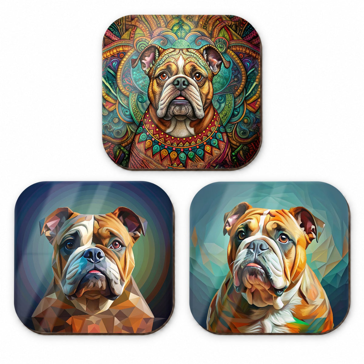 Bulldog Dog French Art Fridge Magnet Set
