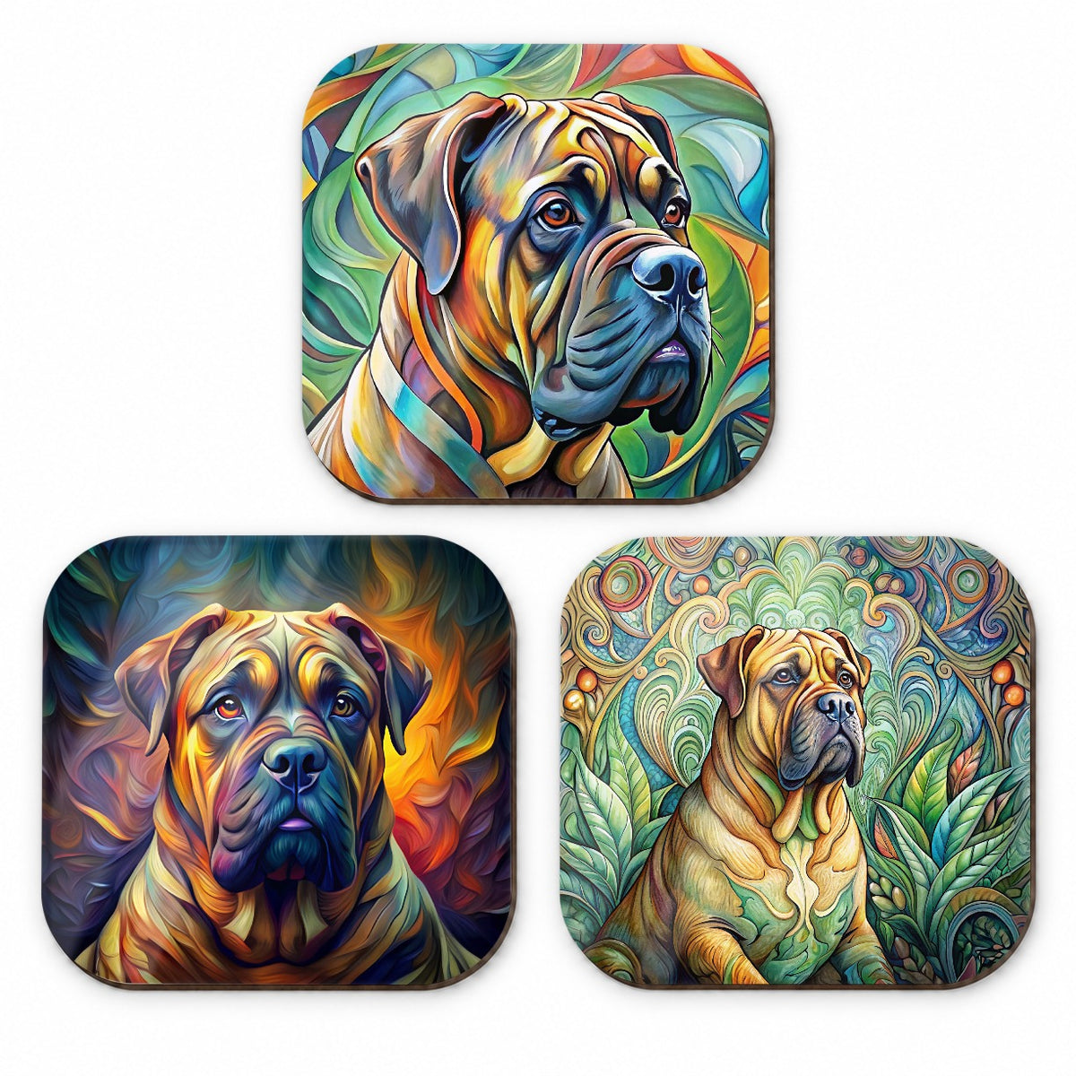 Bullmastiff Dog Abstract Art Fridge Magnet Set